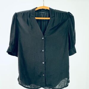 T Tahari Black Button-Down Blouse